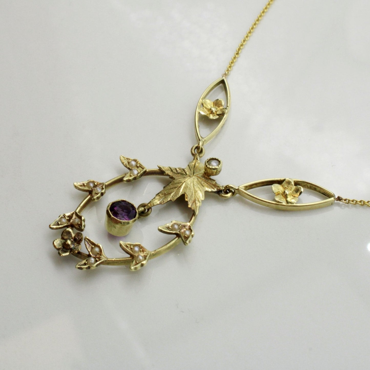100 Ways' Edwardian Amethyst & Seed Pearl Necklace | 0.28ct | 18 |