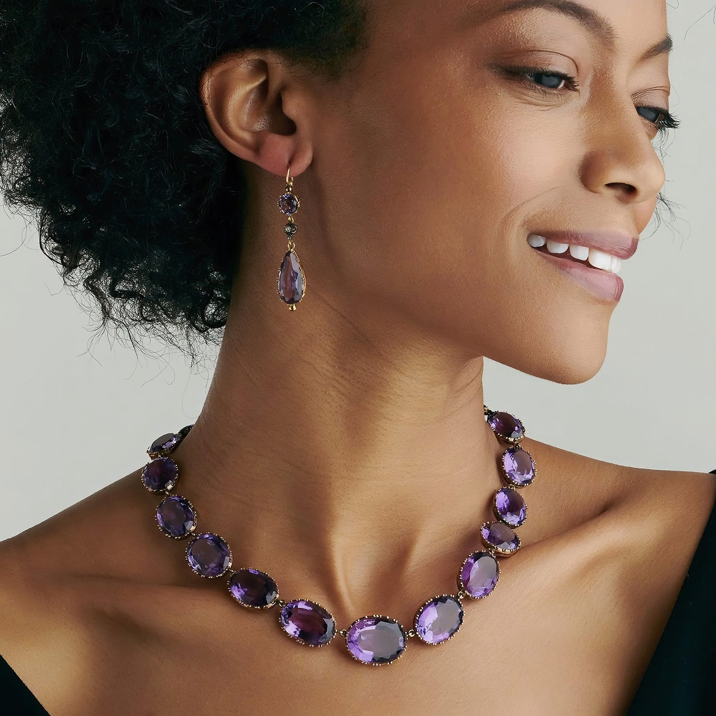 Amethyst Rivi¨¨re Necklace and Earrings Suite