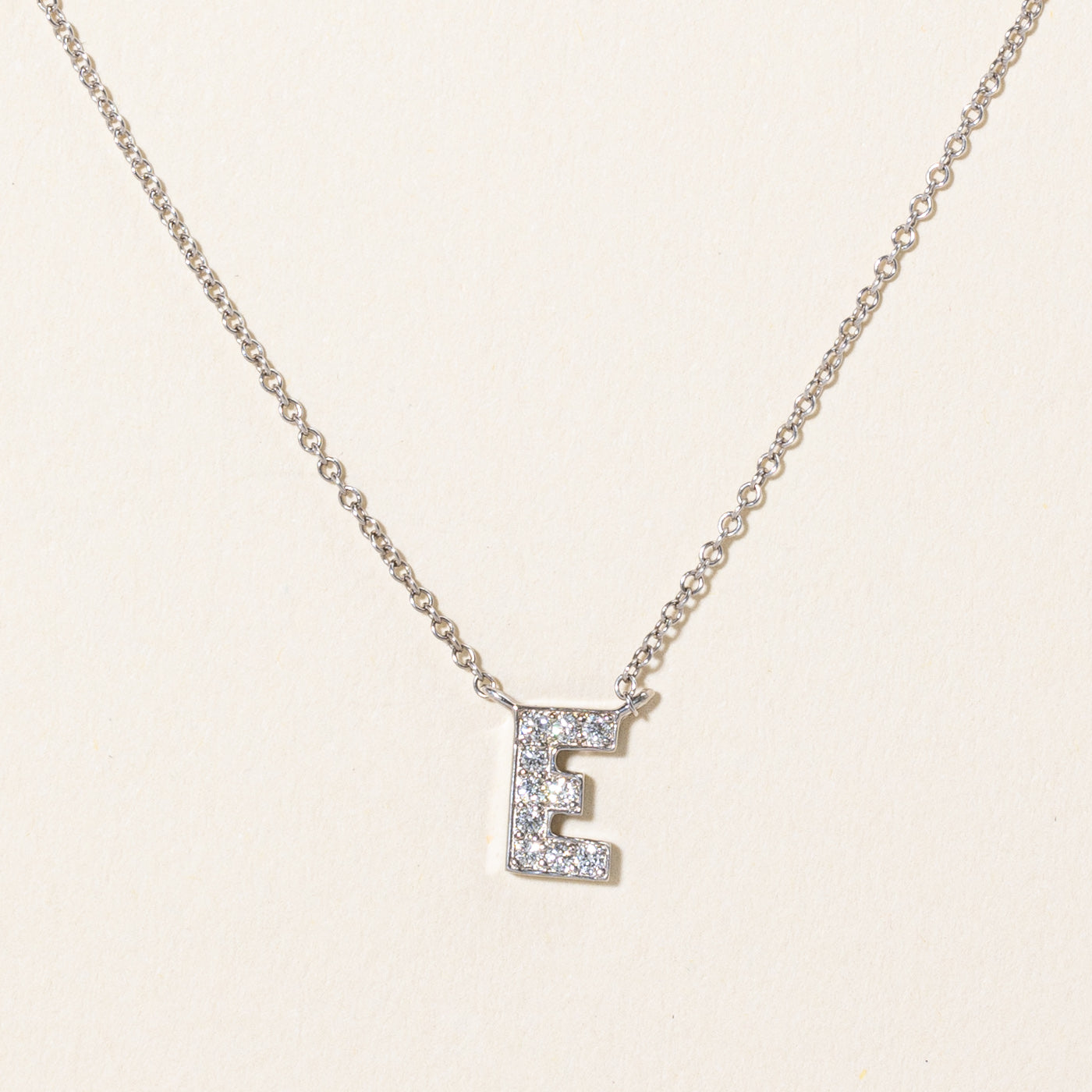 Birks' Diamond 'E' Initial Pendant Necklace | 0.10ctw | 18 |