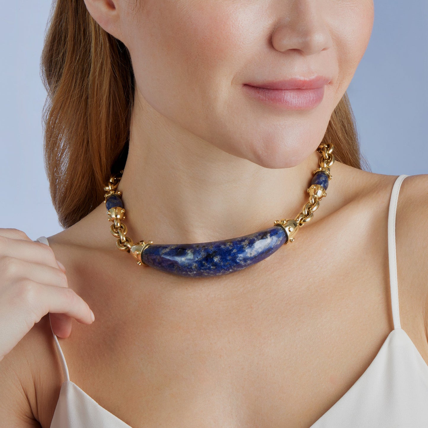 Aldo Cipullo for Cartier 18K Gold and Sodalite Rounds Necklace