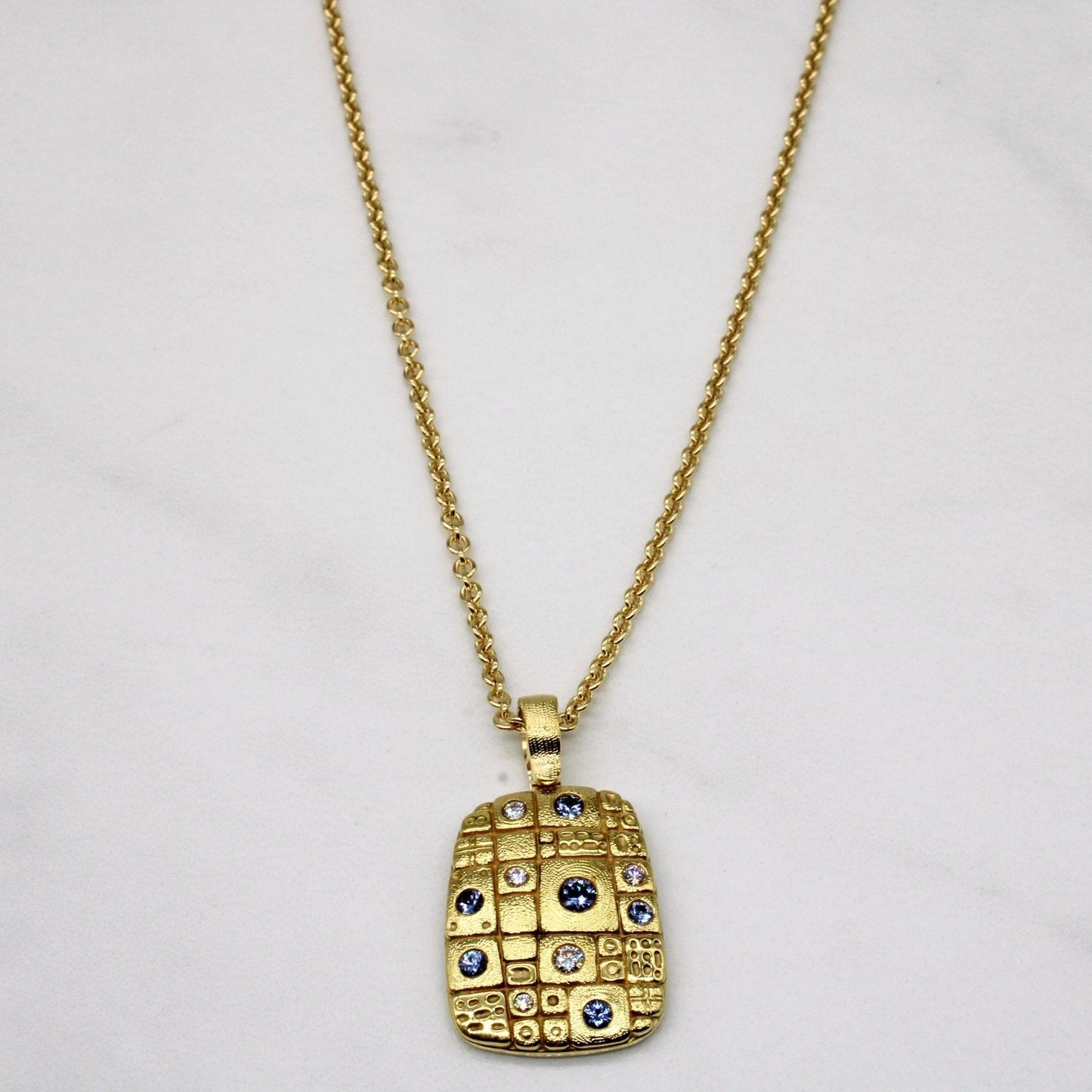 Alex Sepkus' Pathway Pendant Sapphire & Diamond 18k  Necklace | 0.32ctw, 0.09ctw | 18 |